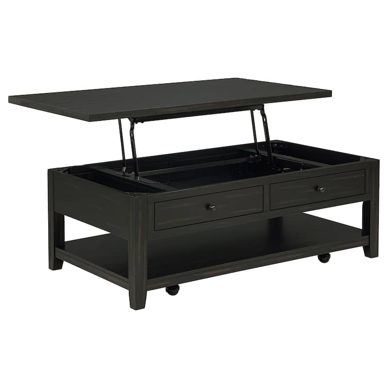 Payne 48-inch Mobile Lift Top Coffee Table - 48" x 28.25" x 18.25" - Distressed Java