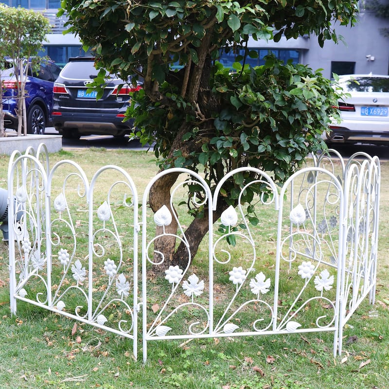 5X Folding Decorative Garden Fence Iron Animal Barrier Flower Border