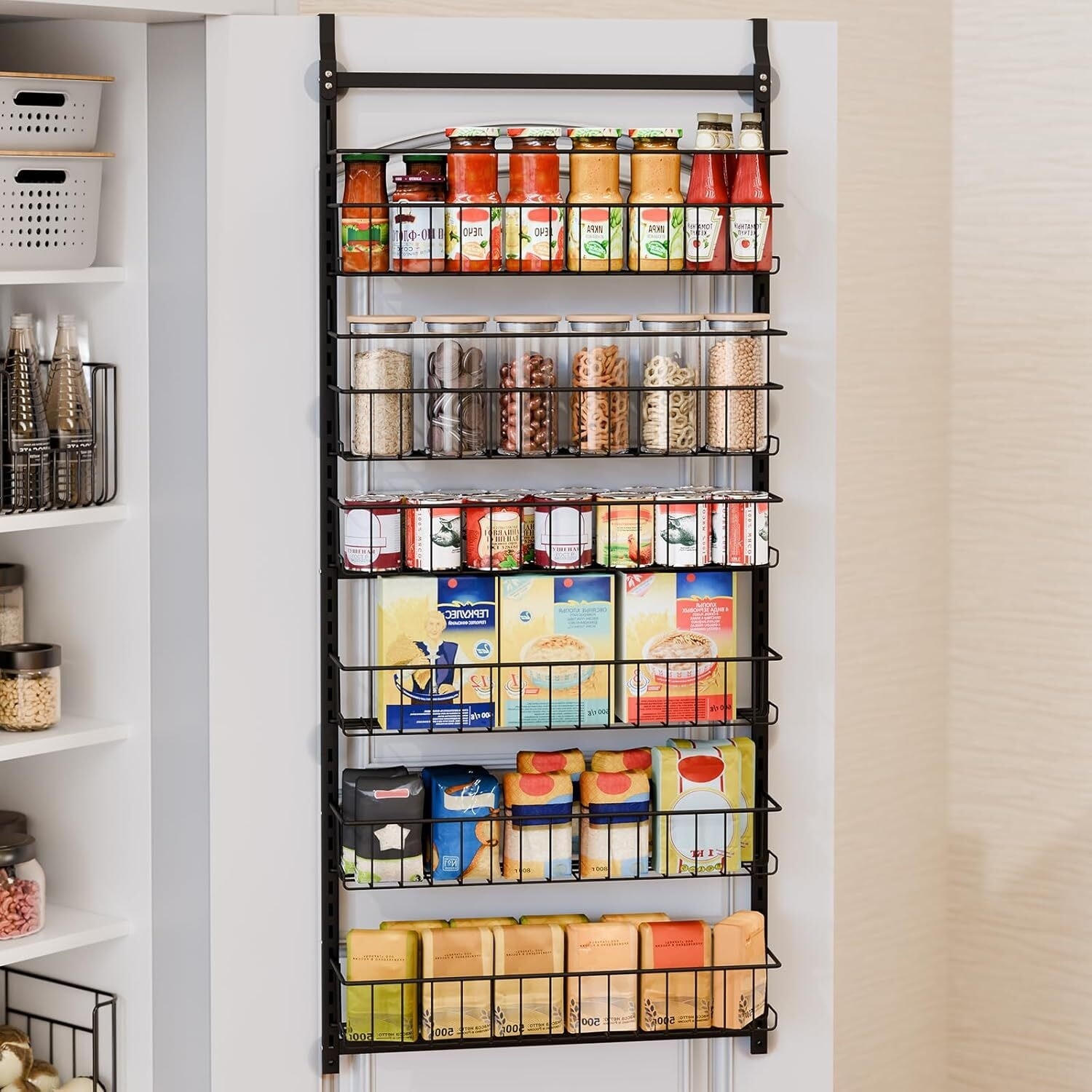 8 Tier Over The Door Pantry Organizer Pantry Organization and Storage Black Hanging Basket Wall Spice Rack Seasoning Shelves Bed Bath Beyond 39864589