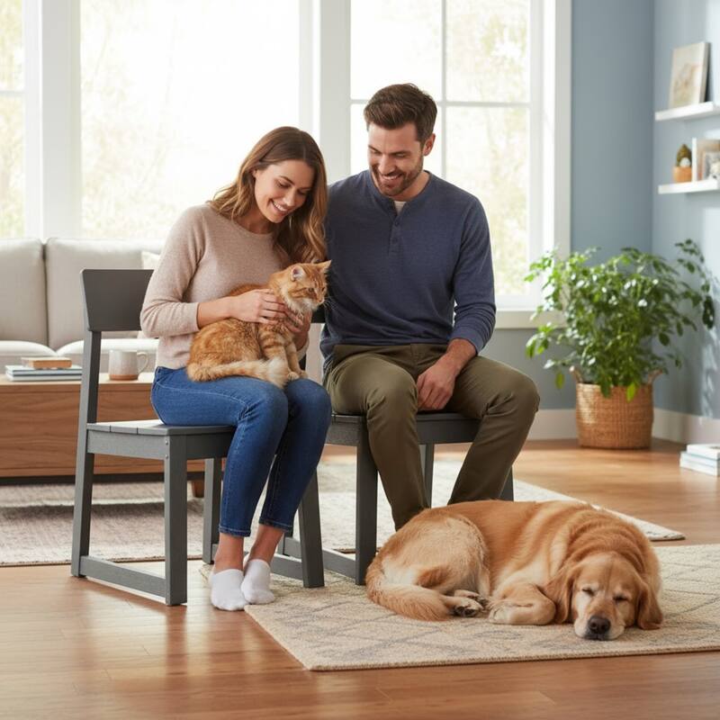 2-Pack HDPE Indoor/Outdoor Dining Chairs, All-Weather Garden & Patio Side Chairs with Modern Backrest