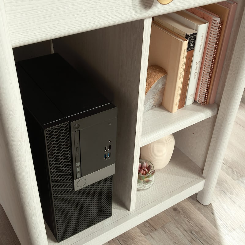 Wood Computer Desk with 2 smooth-glide Drawers, Light Gray