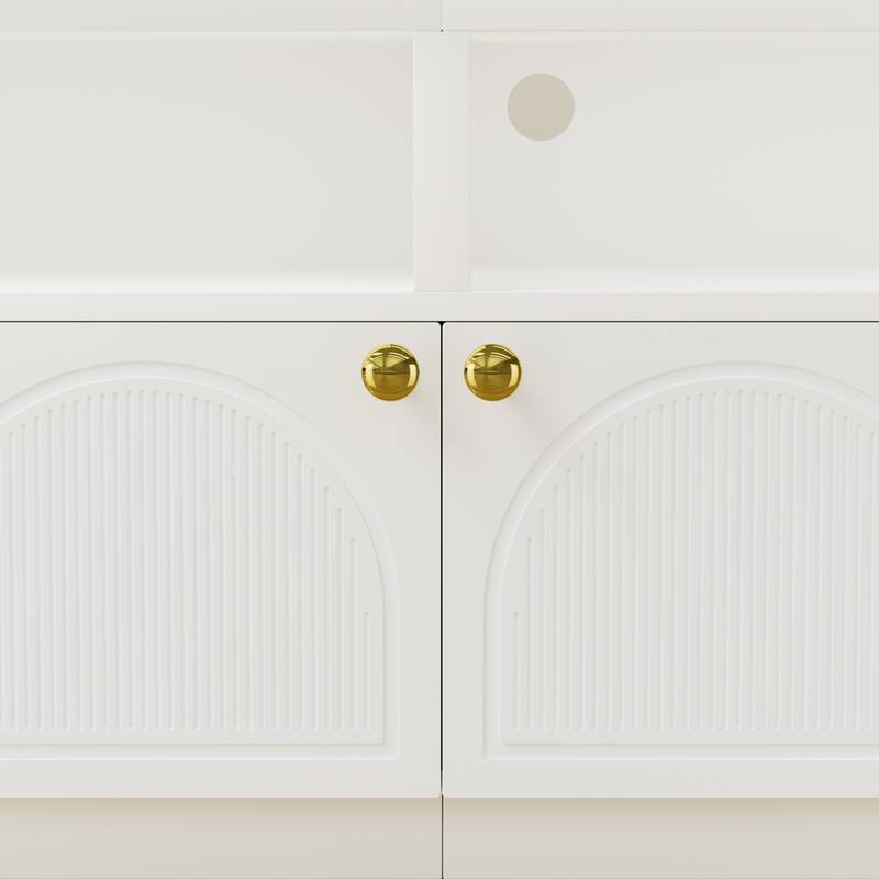 Gymojoy 86.6" LED TV Stand for 85-100 Inch TV, Modern Fluted Entertainment Center, 8 Drawers & Cabinet, Smart TV Console.