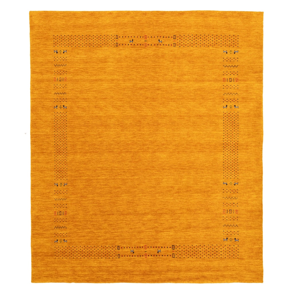 ECARPETGALLERY Hand Loomed Kashkuli Gabbeh Dark Gold Wool Rug - 8'4 x 9'7