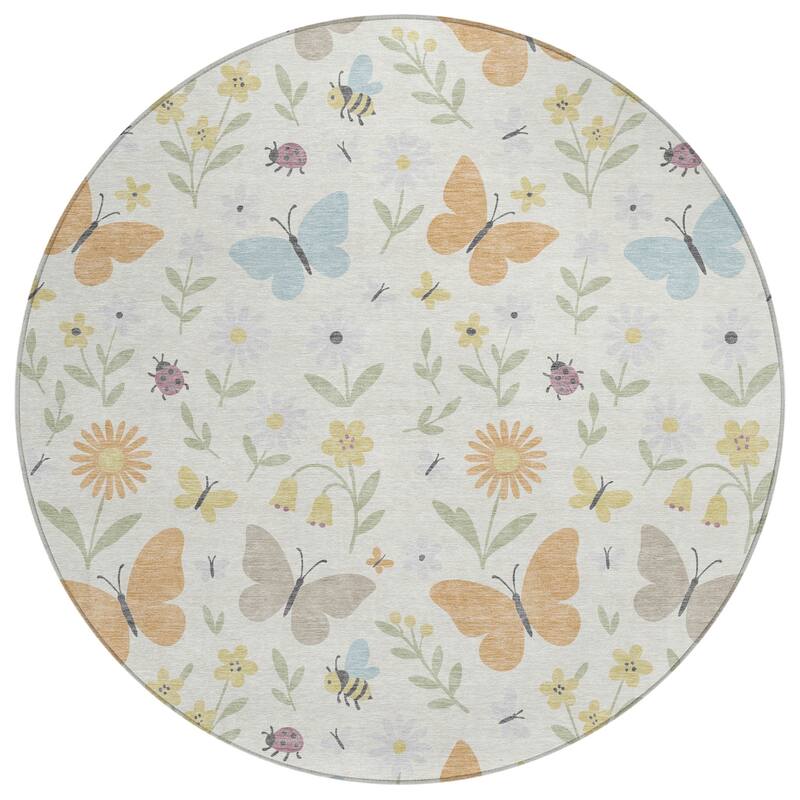 Machine Washable Indoor/ Outdoor Whimsy Butterfly Chantille Rug