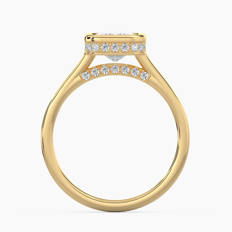Auriya 14k Gold Lab Grown Emerald Diamond Bezel Unique Hidden Halo Engagement Ring 1.00 to 5.00 ct. tw. (F-G, VS)