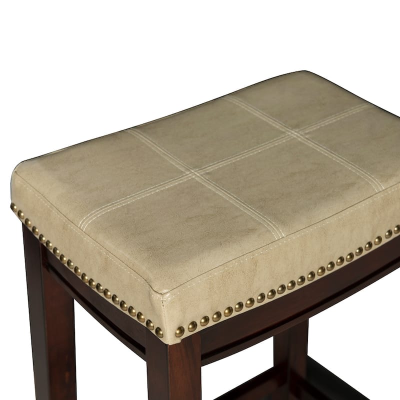 Linon Willamette Backless Barstool with Faux Leather Seat (Set of 2)