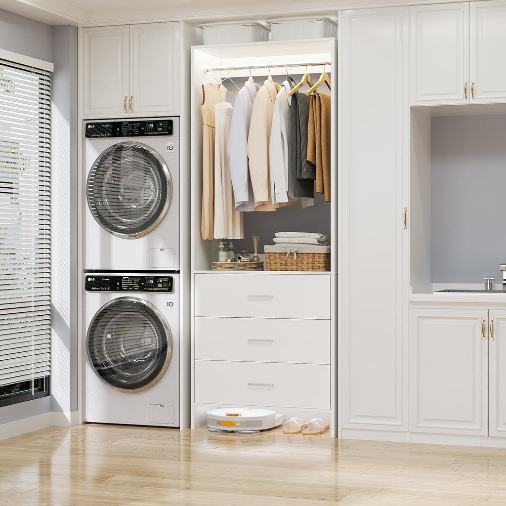 Cimly Freestanding Closet Sytem with Drawers, Closet Organizer Wardrobe for Walk-in and Reach-in Closet