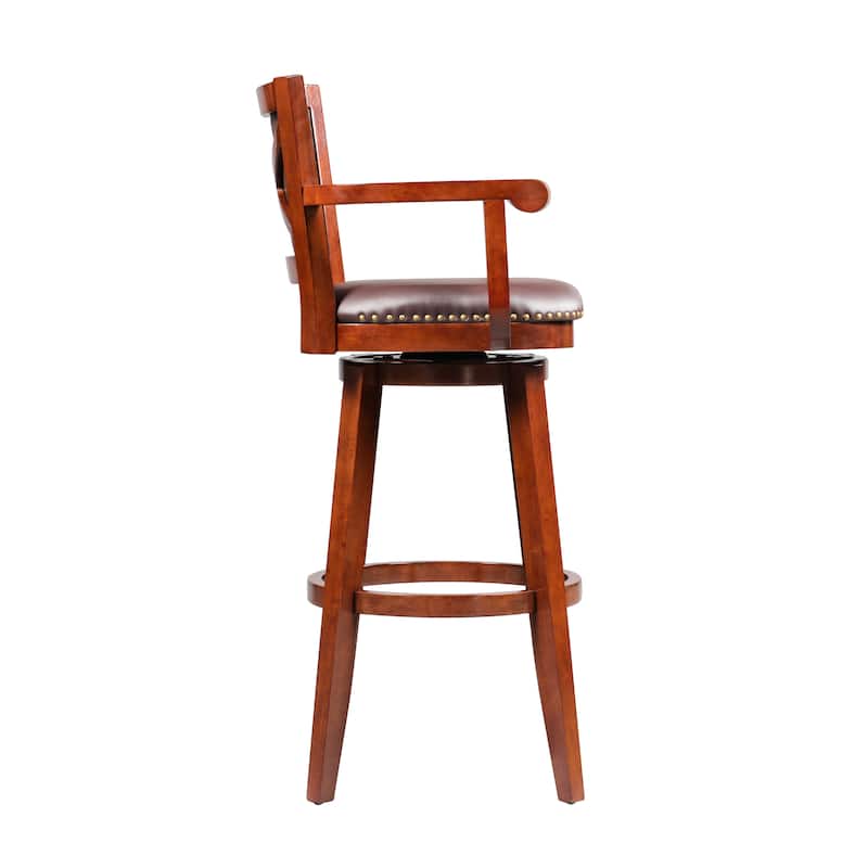 Broadmoor Extra Tall Cherry Brown Swivel Wood Stool