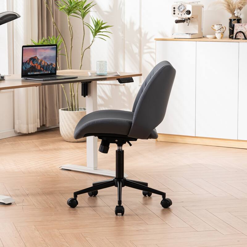 Swivel Armless Ergonomic Office Chair with Wheels