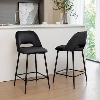 Porthos Home Aria Velvet Counter Stools with Steel Legs, Set of 2
