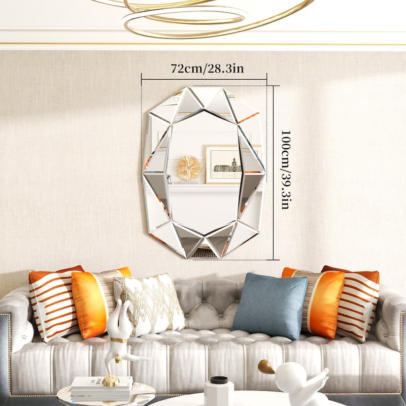 Wall Accent Mirror with Beveled Diamond Edge - 28" x 39"x 1"