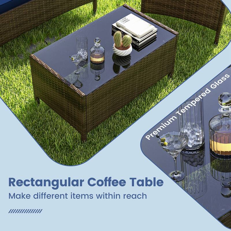 Costway 4 PCS Patio Furniture Set with Washable Cushions and Tempered - See Details