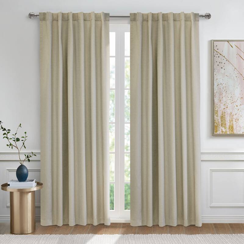 ThermaPlus Baxter Total Blackout Textured Dual Header Curtain Panel - 52" x 84" - Oatmeal