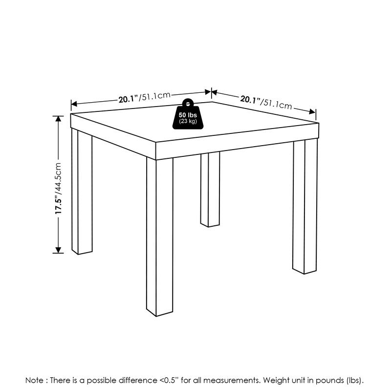 Furinno Classic Homey Square Side Table, Set of 2, Black