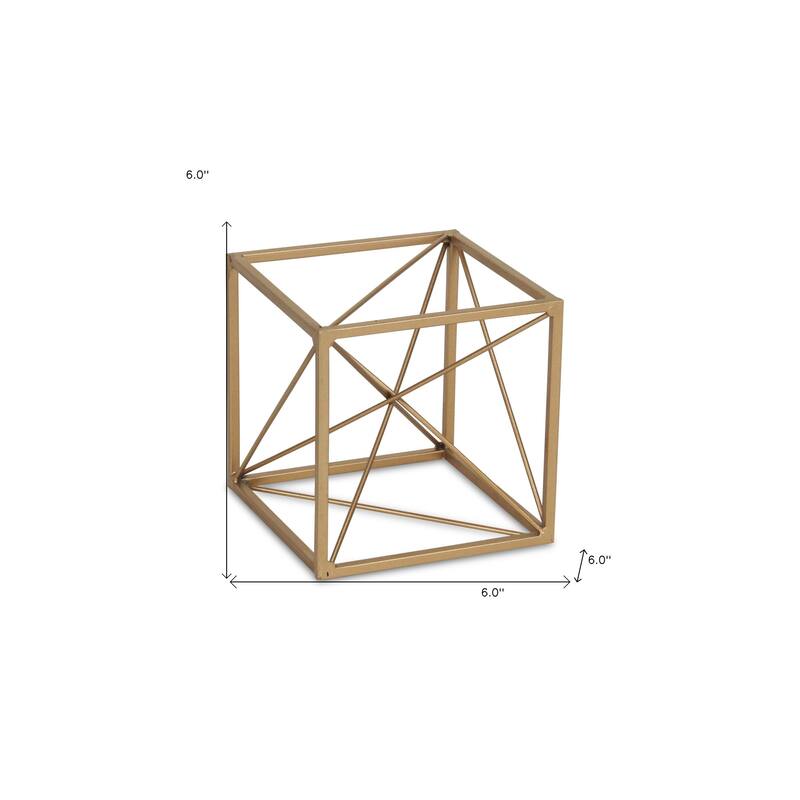 HomeRoots 6" Gold Metal Cube Sculpture - 6' X '6' X '6