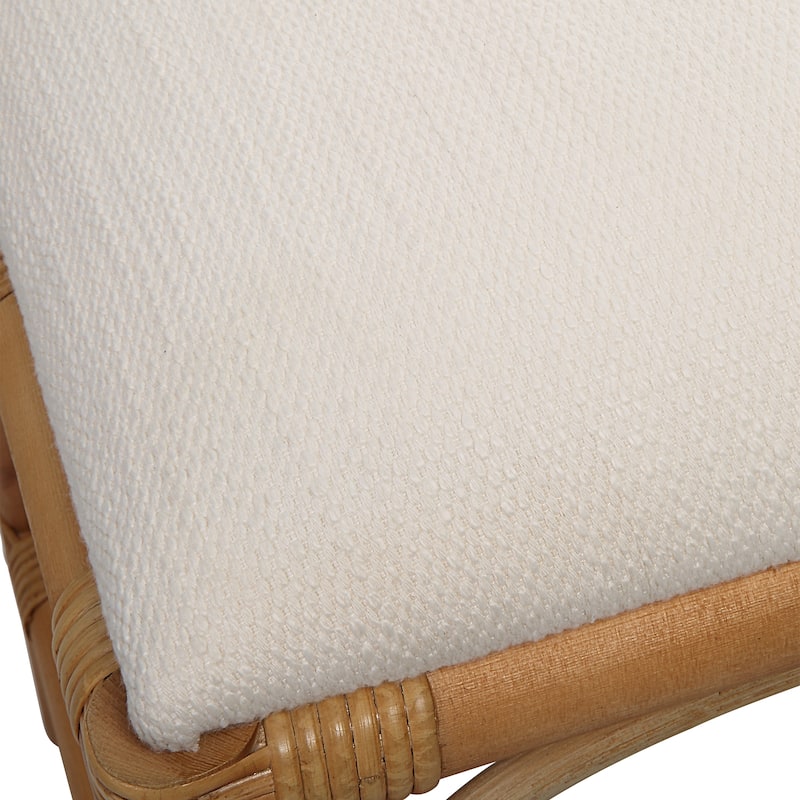 Uttermost Laguna White Fabric Rattan Bench - 48"W x 21"H x 16"D