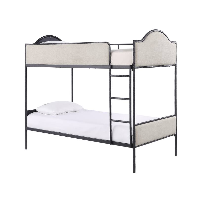 Furniture of America Orven Modern Black Metal Twin over Twin Bunk Bed with Reversible Ladder