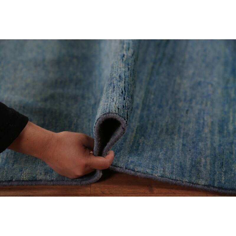 Blue Modern Gabbeh Oriental Rug Handmade Wool Carpet - 4'9" x 6'8"