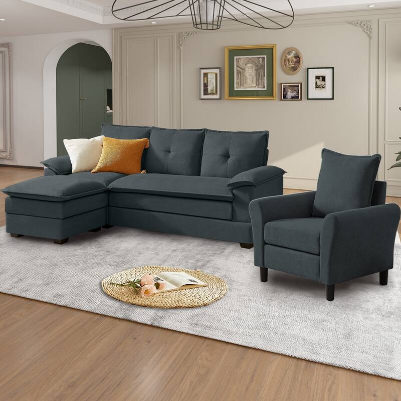 82.28" L Shaped 3 Pieces Living Room Sets