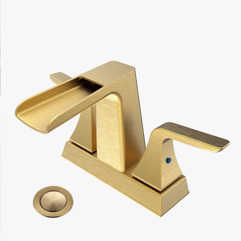 2 Handle Bathroom Sink Faucet with Waterfall Spout and Ceramic Drip Proof Cartridge, Adjust Water Volume and Temperature