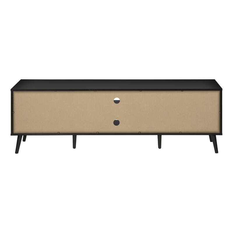 Contemporary 72-Inch Media Entertainment Center with Brown & Black Laminate Finish, Storage Cabinets & Open Shelf