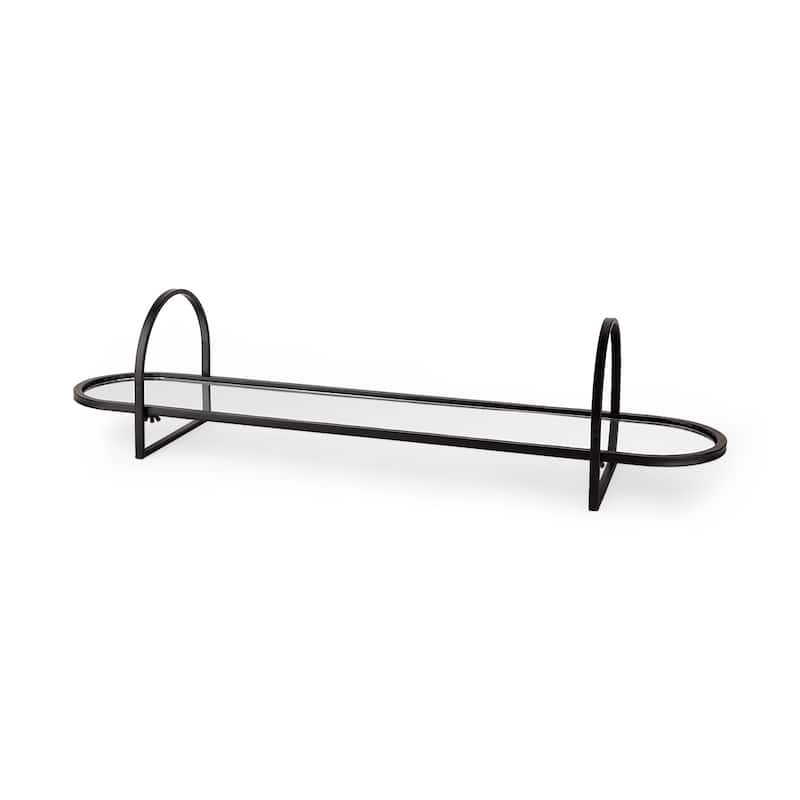 Evianna 30L x 7W x 7H Mirrored W/Black Metal Frame Tray - 29.9L x 7.1W x 7.1H - 29.9L x 7.1W x 7.1H - Black