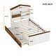 preview thumbnail 5 of 17, House-Shaped Storage Headboard Bed Frame, Wood Platform Bed with 2 Pull-out Storage Drawers, Kids Panel Bed