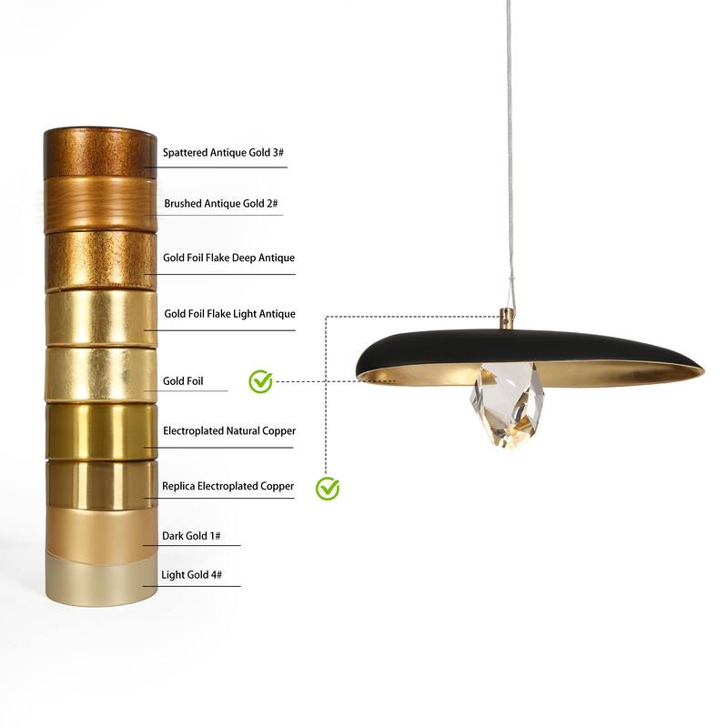 Modern LED 1-Light Pendant Crystal Industrial Island Lights for Kitchen Island - Black