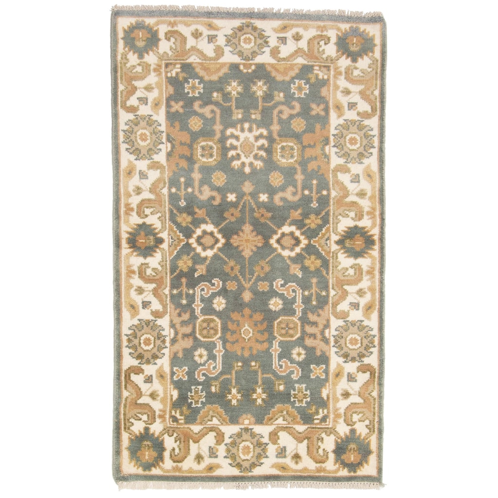 ECARPETGALLERY Hand-knotted Royal Oushak Dark Grey Wool Rug - 3'0 x 5'1
