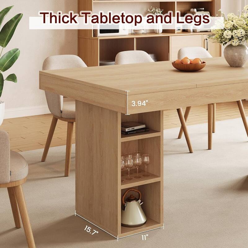 71-Inch Rectangular Dining Table for 6 with Dual-Sided Storage
