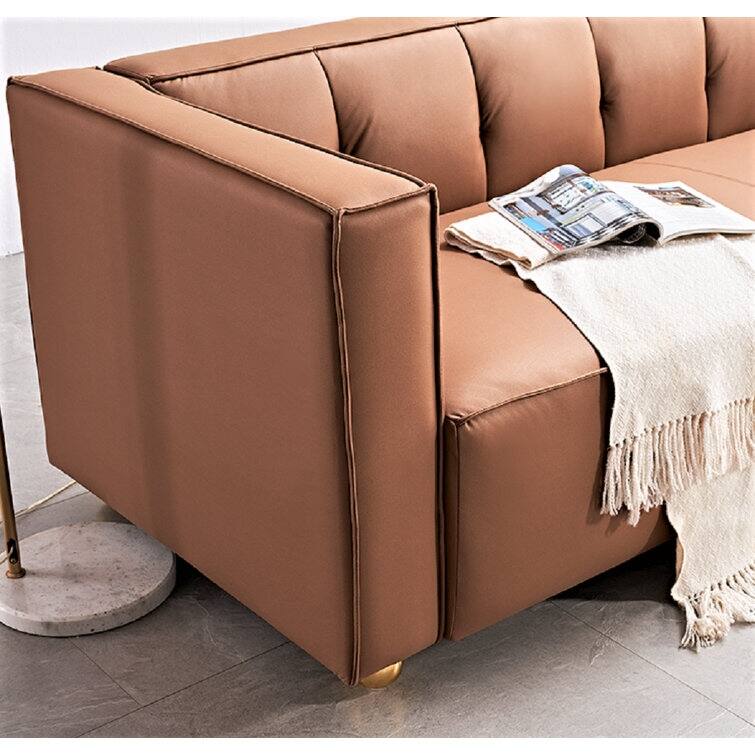 Velvet Sofa with Tufted Low Back Design Elegant for Coastal and Modern Farmhouse Living Rooms 87 inch