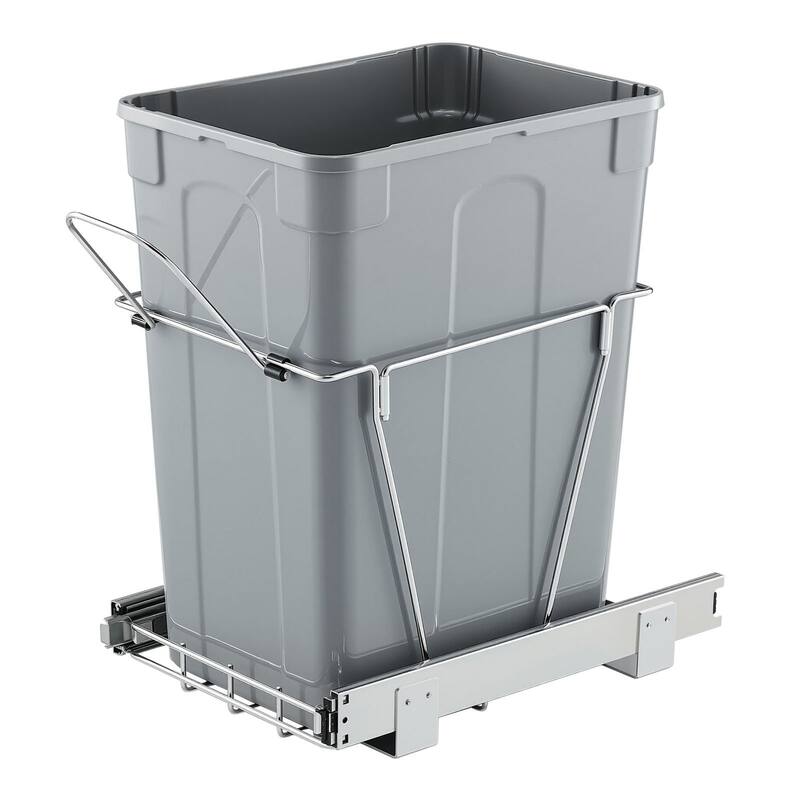 Pullout Trash Bin Soft Close Under Cabinet Waste Container with Door Kit - 1-Pc-35Qt