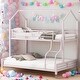 preview thumbnail 1 of 28, Contemporary Design Twin over Full Metal House Bunk Bed, Safety and Convenience, Stability and Durability, Space-saving, Pink Pink