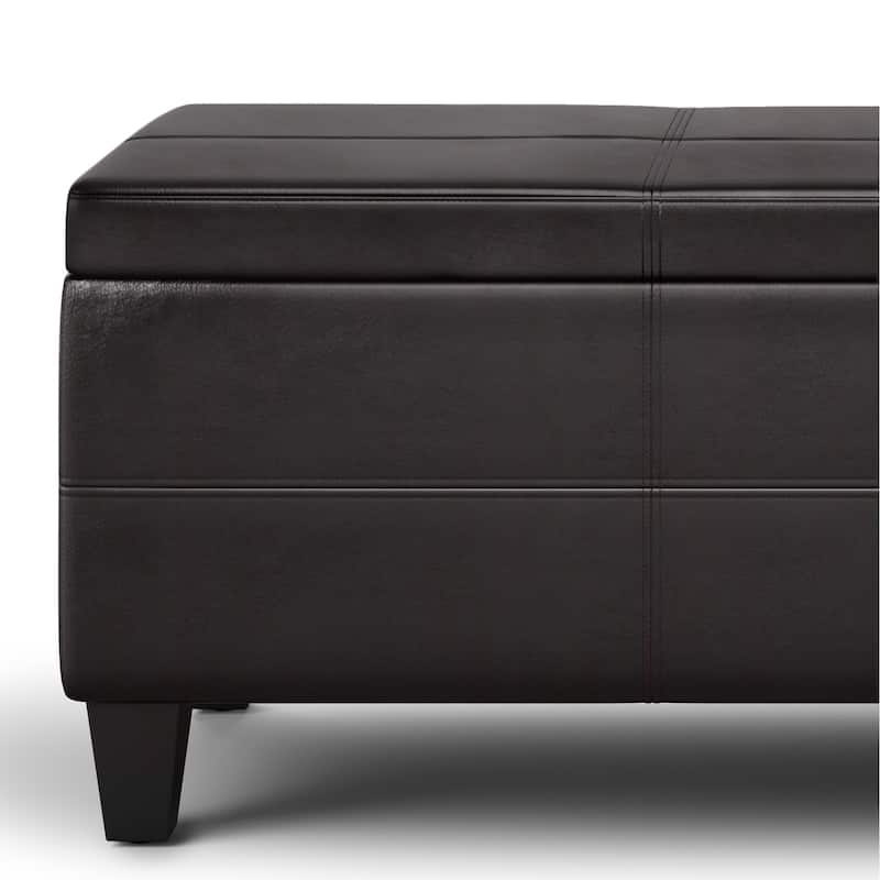 WYNDENHALL Franklin 44 inch Wide Contemporary Rectangle Storage Ottoman in Faux Leather