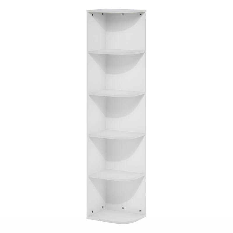 51.73 in. Tall White Wood 5-Shelf Bookcase