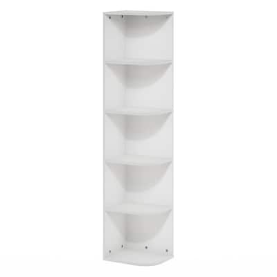 51.73 in. Tall White Wood 5-Shelf Bookcase