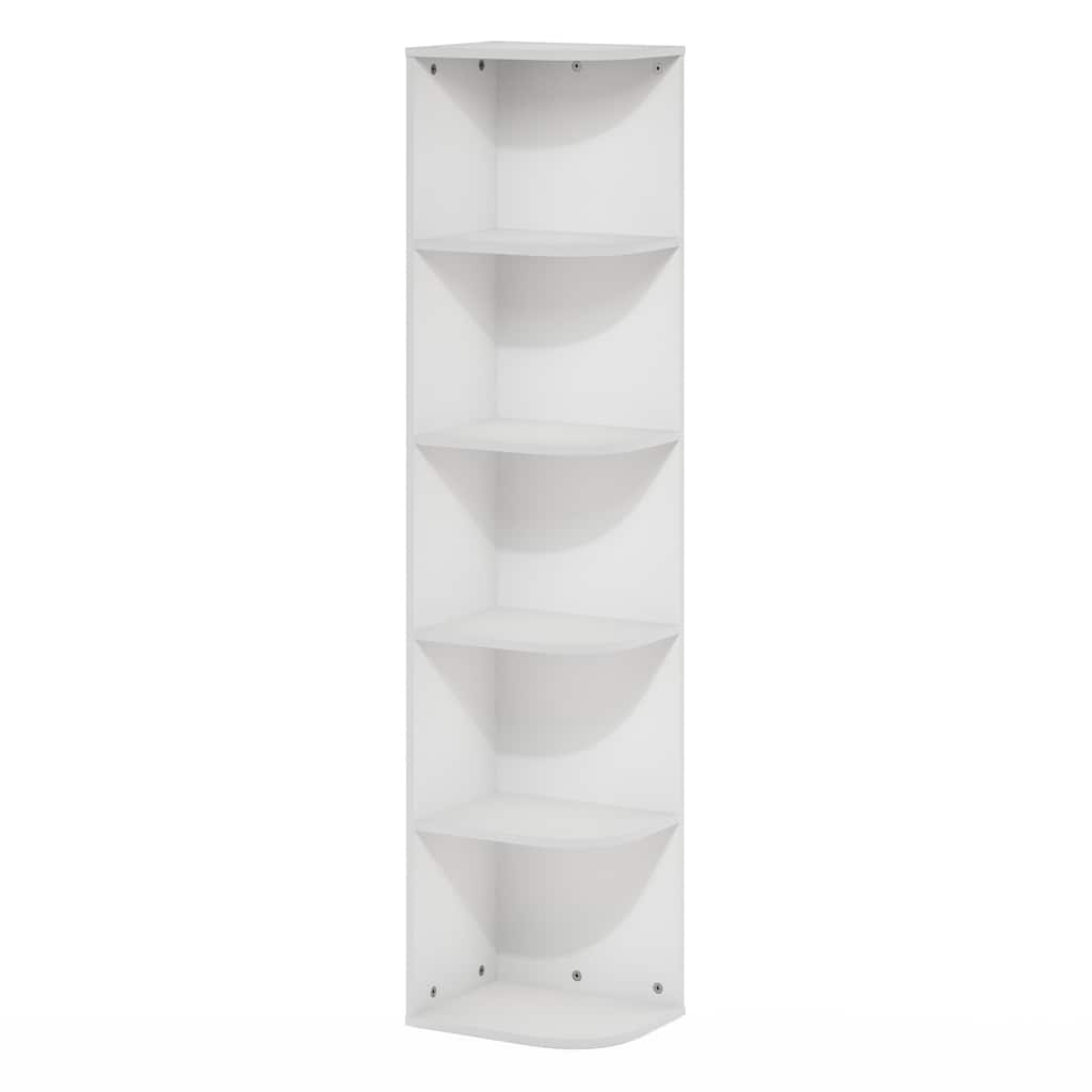 51.73 in. Tall White Wood 5-Shelf Bookcase