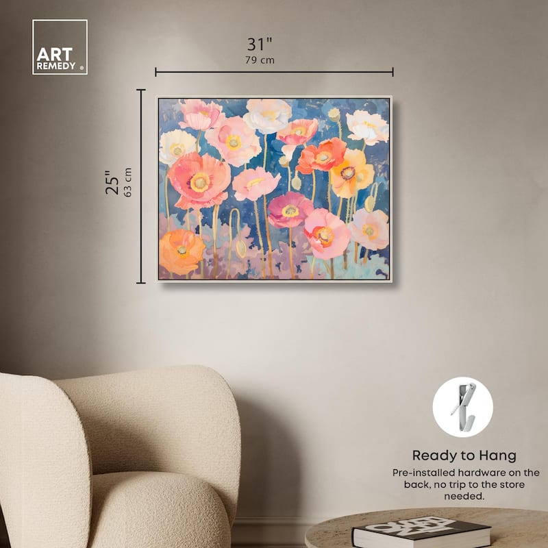 Pastel Poppies Canvas by Art Remedy