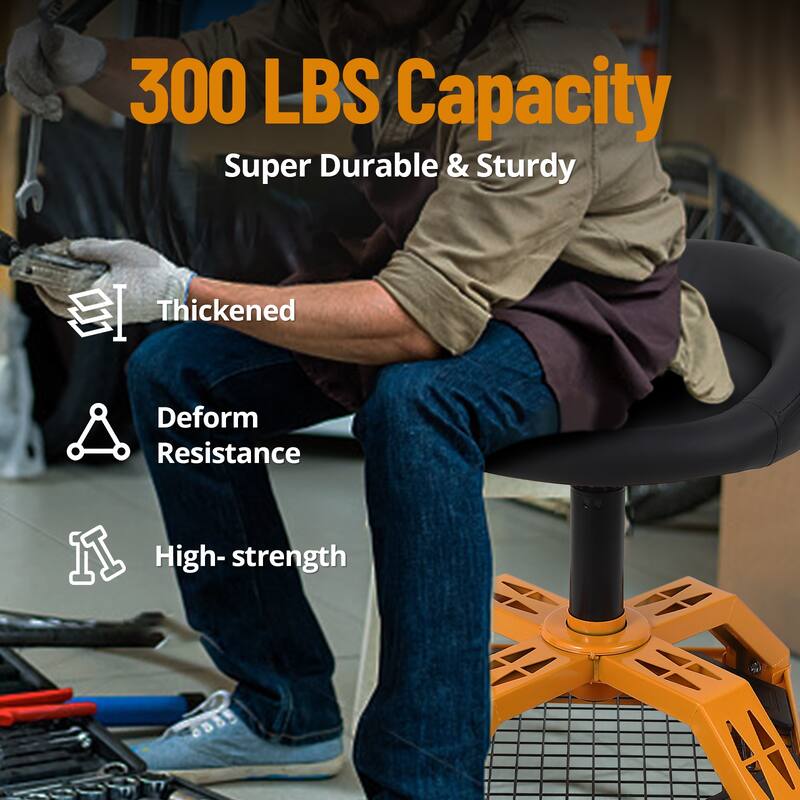 300LBS Mobile Rolling Gear Seat, Rolling Garage Stool - N/A