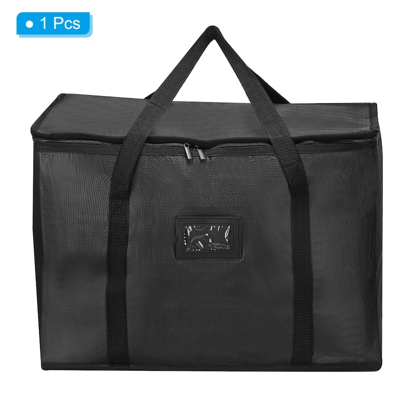 20.5"x13.8"x15.4" Insulated Reusable Grocery Bag Food Delivery Tote Bag, Black