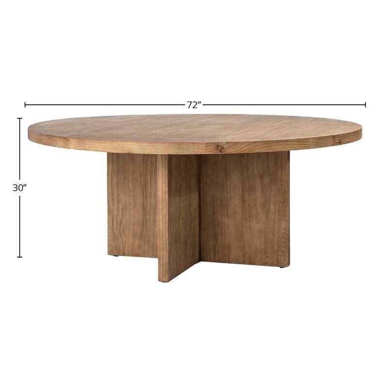 Landon Round Reclaimed Pine Natural Finish Dining Table with Cross Base