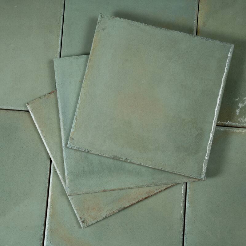 Cadence 8x8 Soft Sage Green Porcelain Zellige Square Wall and Floor Tile (12.49 sq ft/case) - 29 Pack