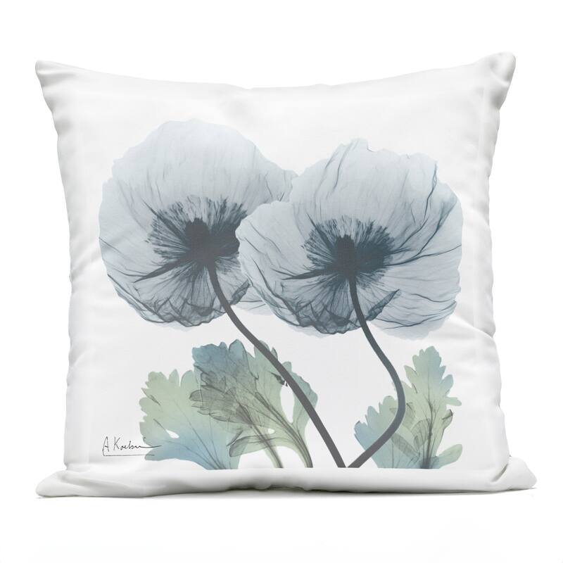 Stupell Simple Blue Poppy Duo Printed Outdoor Throw Pillow Design by Albert Koetsier - Accent - Polyester - Grey - Single