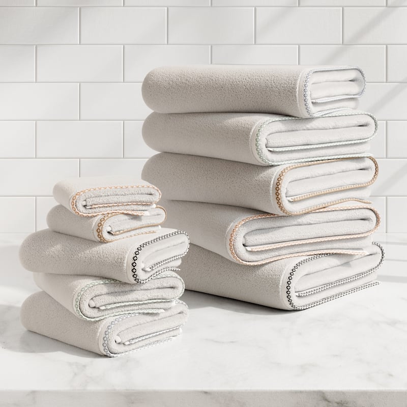 Linery & Co. Quick-Dry Cotton and Decorative Border Towel Set