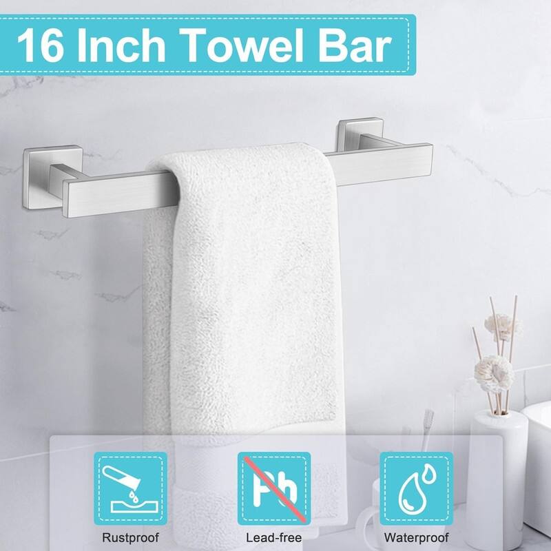 5-Piece Bathroom Accessories Set, 16 Inch Bathroom Hardware Towel Bar Set for Wall-Mounted Bathroom
