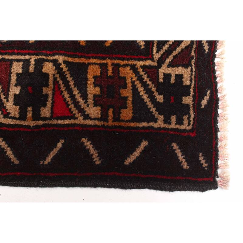 ECARPETGALLERY Hand-knotted Teimani Dark Burgundy Wool Rug - 2'11 x 4'9