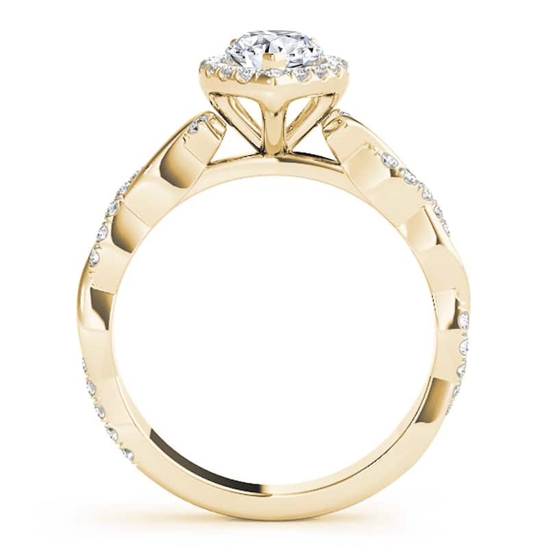 Auriya 14k Yellow Gold Lab Grown Pear Diamond Halo Engagement Ring 0.50 to 5.00 ct. tw. (F-G VS)