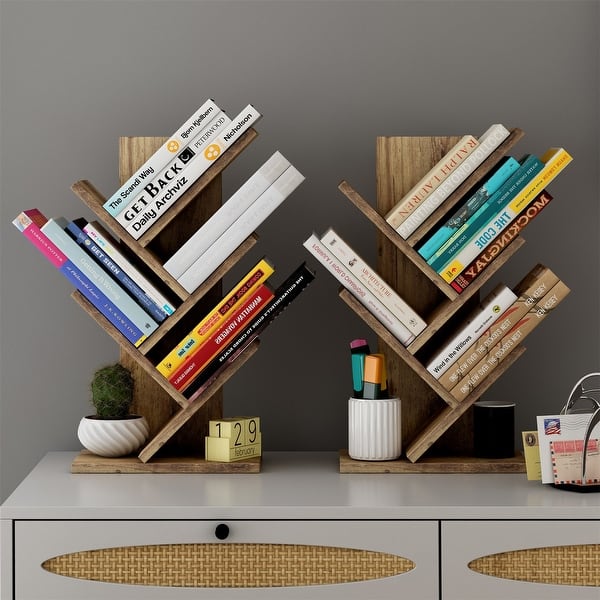 2pcs 4-Layer Small Bookshelf Organizer Floor Standing Desktop