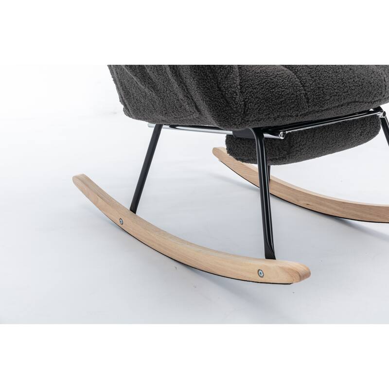 Teddy Fabric Rocking Chair With Adjustable Footrest