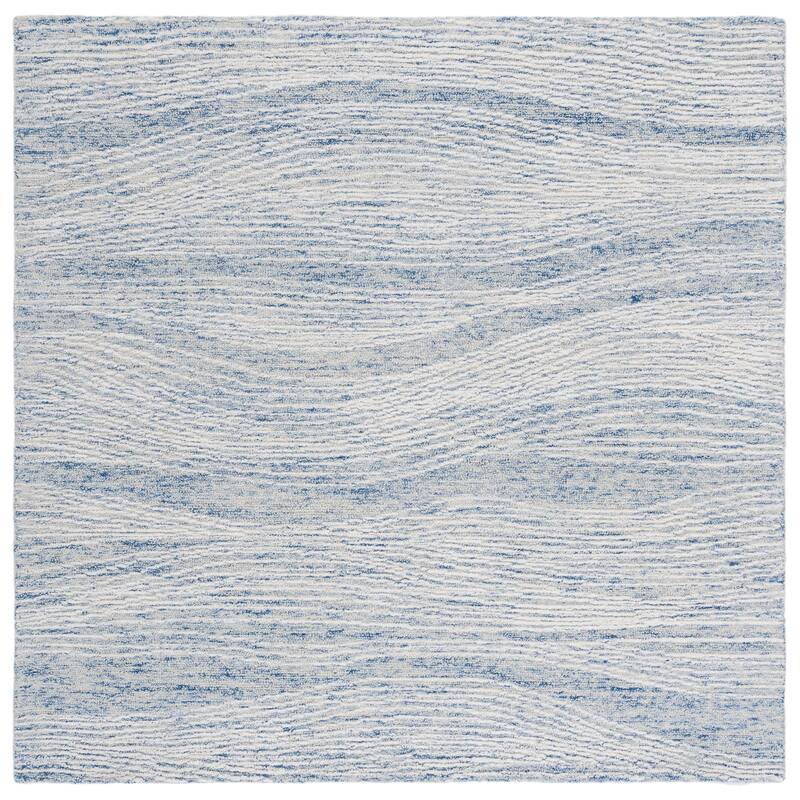 SAFAVIEH Handmade Metro Fetnete Modern Abstract Wool Rug - 6' Square - Blue/Ivory